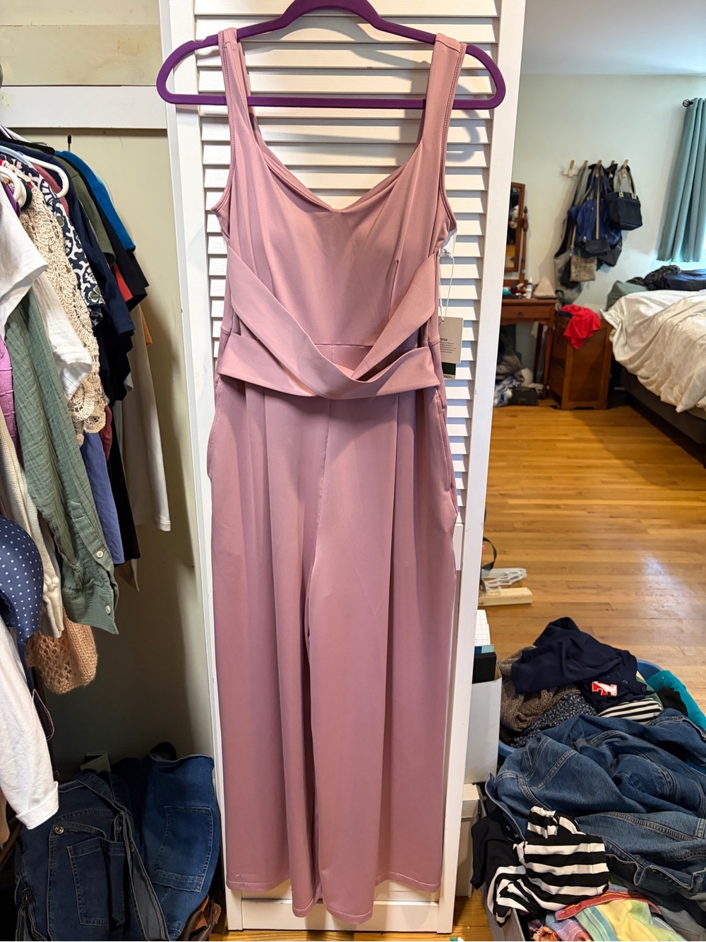 HALARA Wide-Leg High-Rise Pants in Dusty Rose